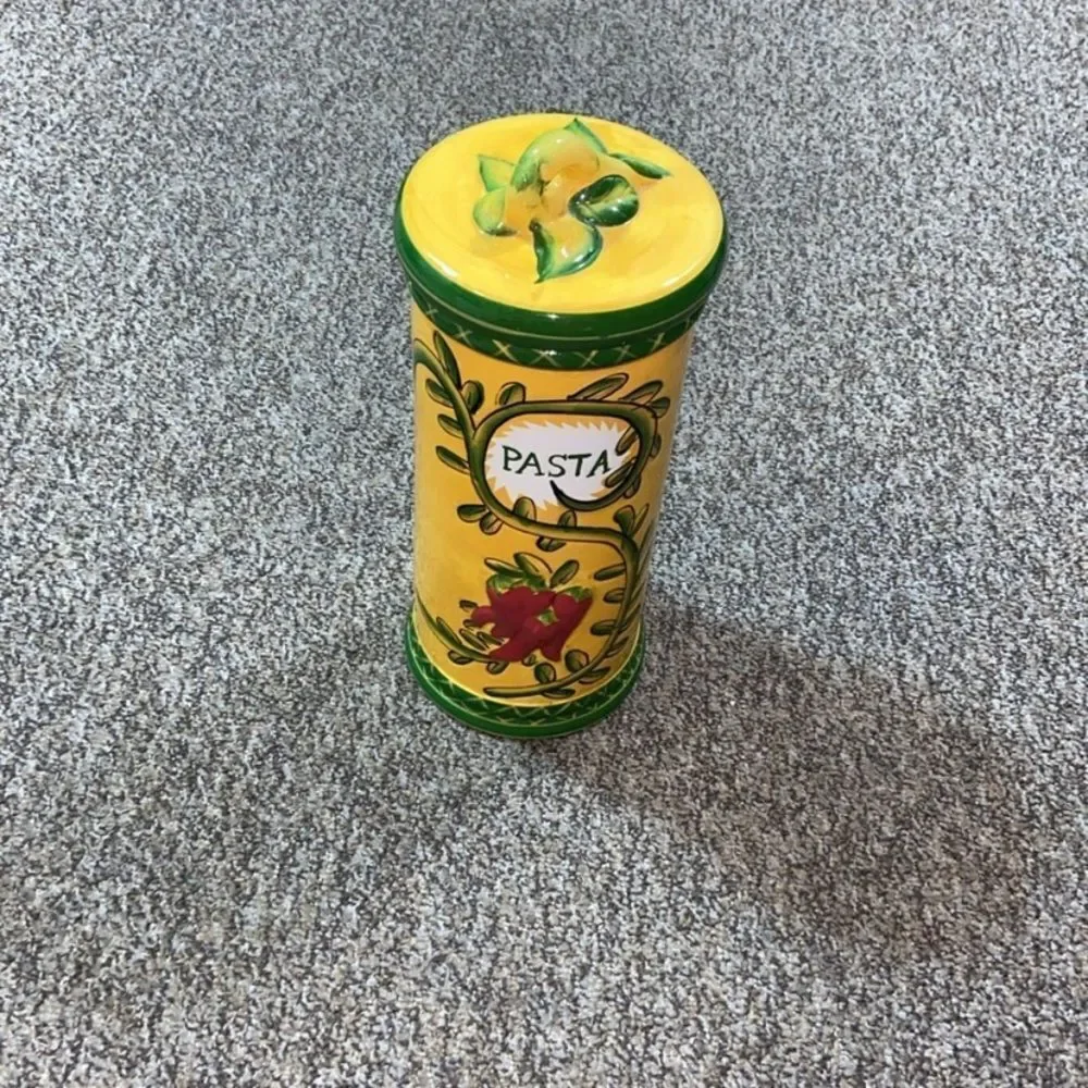 Low price Jay Import Pasta Yellow And Green Pasta Spaghetti Canister SeramicJar